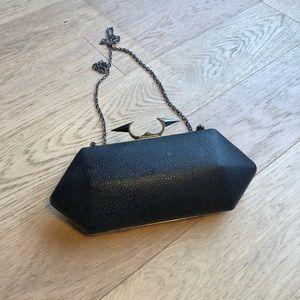 BCBG leather clutch with removable chain